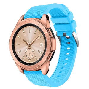 Twill Silicone Strap, light blue, on a watch, 3/4 front view