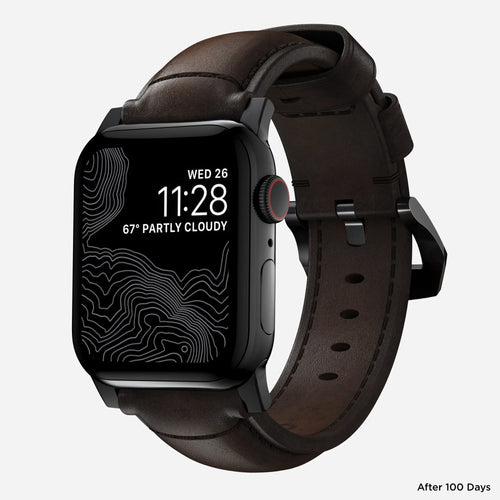 Nomad Traditional Apple Watch Leather Strap (Brown/Black)