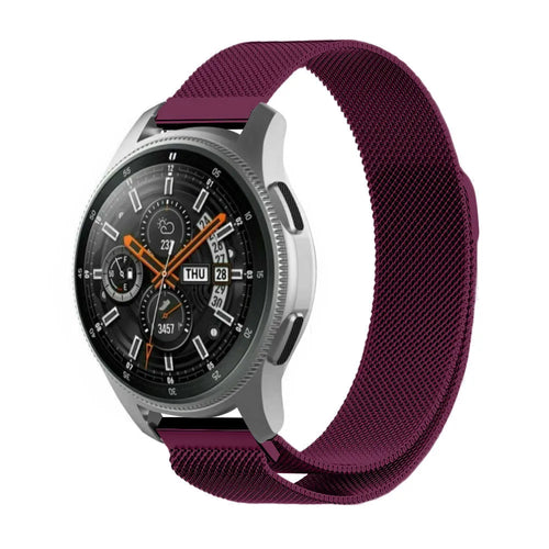 Milanese Strap, purple, on a watch, 3/4 front view