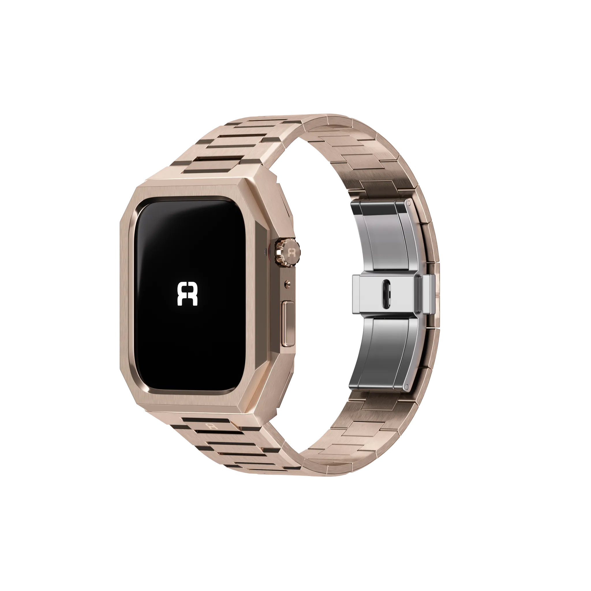 Reqior Apple Watch 45mm Hülle mit integriertem Stahlarmband 'Nautilus' (Roségold)