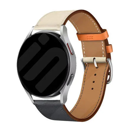 Amazfit Bip 5 Leather Duo Strap (White/Dark Blue)