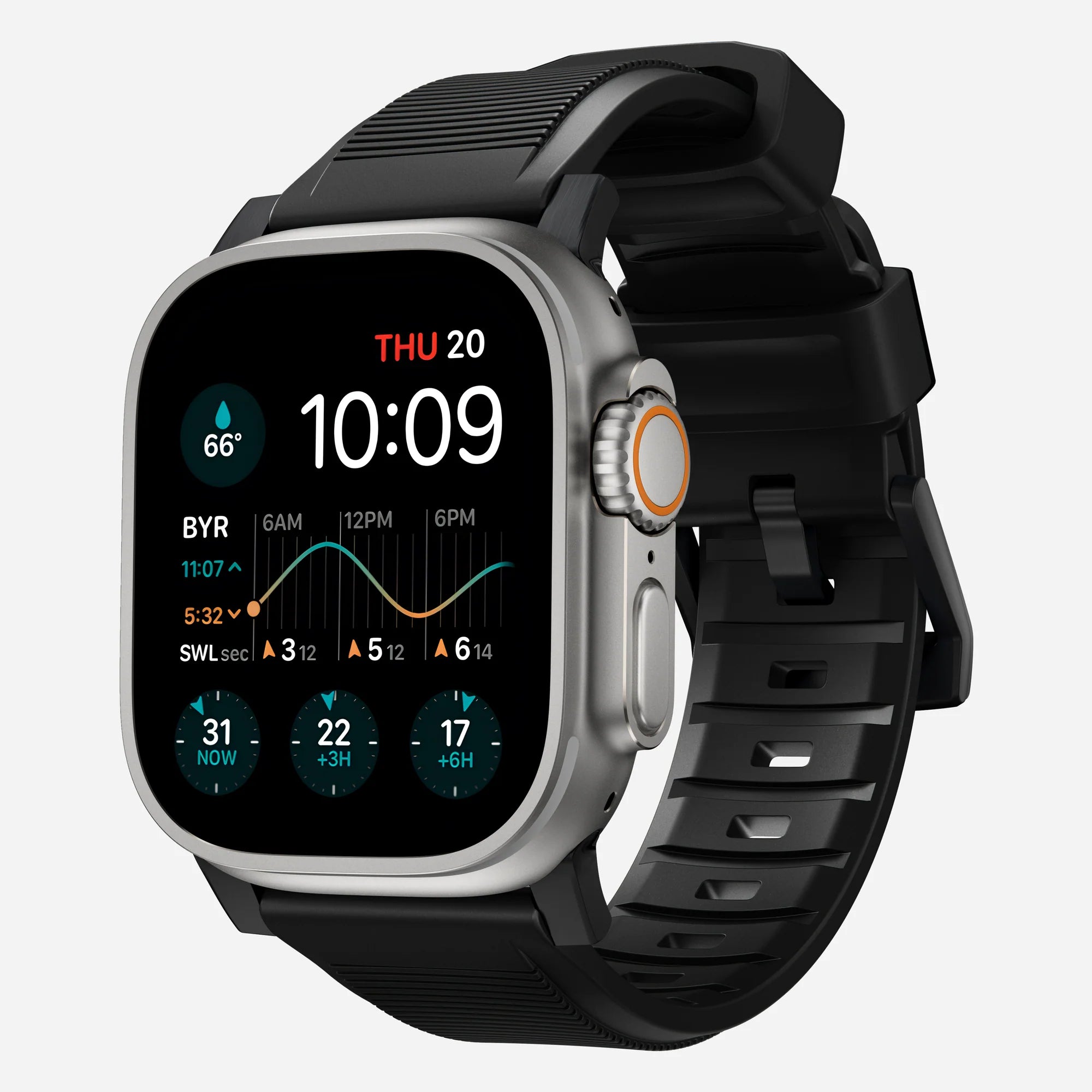 Nomad Correa de silicona resistente Apple Watch (negro)