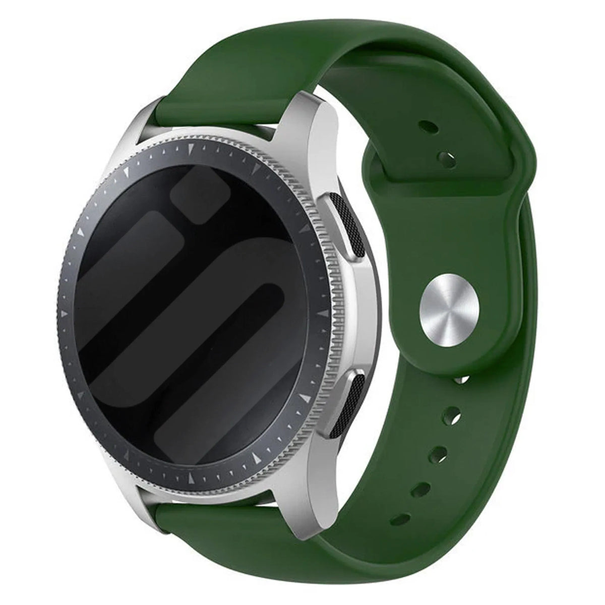 Silicone Sport Strap, on a watch, 3/4 front view