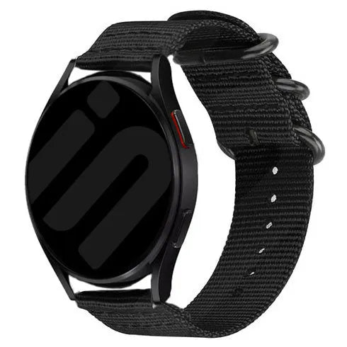 Nylon Buckle Strap, black, on a watch, 3/4 front view
