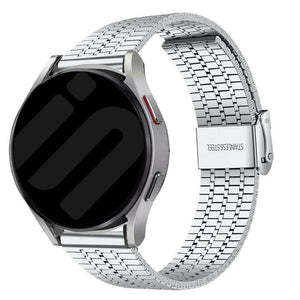 Fine Steel Strap, silver, on a watch, 3/4 front view