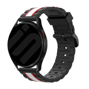 Silicone Special Edition Strap, black/white, on a watch, 3/4 front view