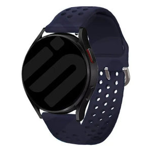 Breathable Silicone Strap, dark blue, on a watch, 3/4 front view