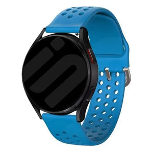 Breathable Silicone Strap, light blue, on a watch, 3/4 front view
