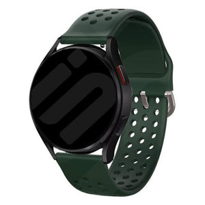 Breathable Silicone Strap, army green, on a watch, 3/4 front view