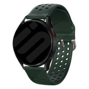Breathable Silicone Strap, army green, on a watch, 3/4 front view