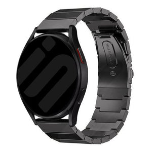 Premium Metal Strap, black, on a watch, 3/4 front view