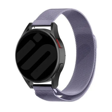 Milanese Strap, light purple, on a watch, 3/4 front view