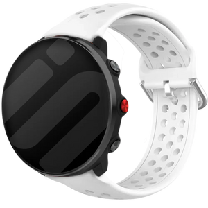 Breathable Silicone Strap, white, on a watch, 3/4 front view