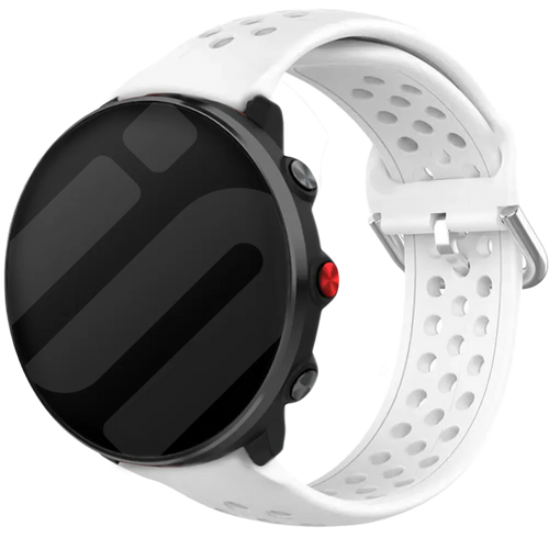 Breathable Silicone Strap, white, on a watch, 3/4 front view