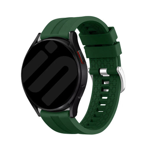 Silicone Strap 'Extreme', army green, on a watch, 3/4 front view