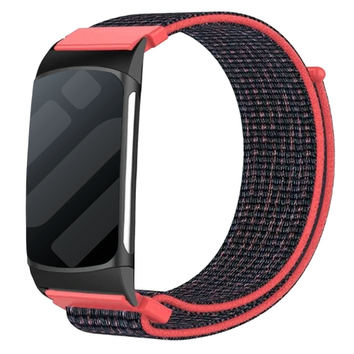 Fitbit Charge 5 Nylonarmband (Rot/Schwarz)