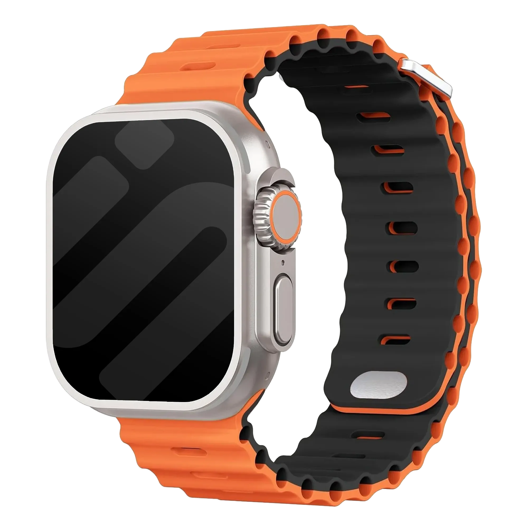 Apple Watch Ocean-Armband mit Schnappverschluss (Orange/Schwarz)