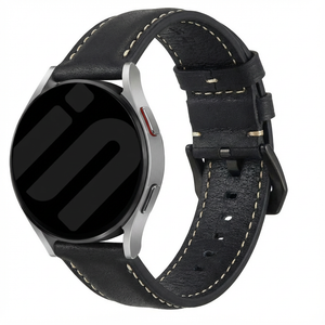 Universeel 24mm leren bandje (zwart)