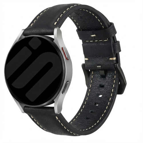 Universeel 24mm leren bandje (zwart)