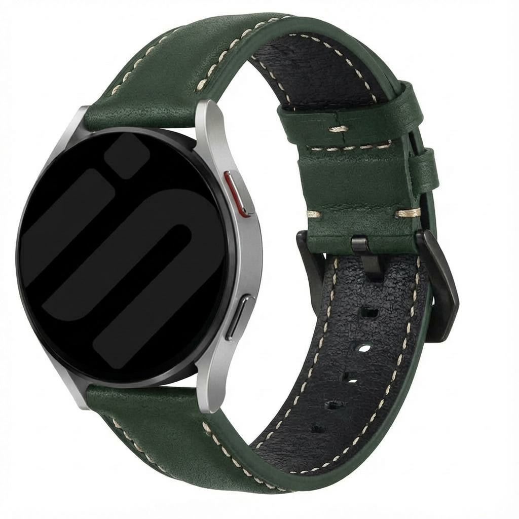 Bracelet cuir authentique universel 24mm (verte)
