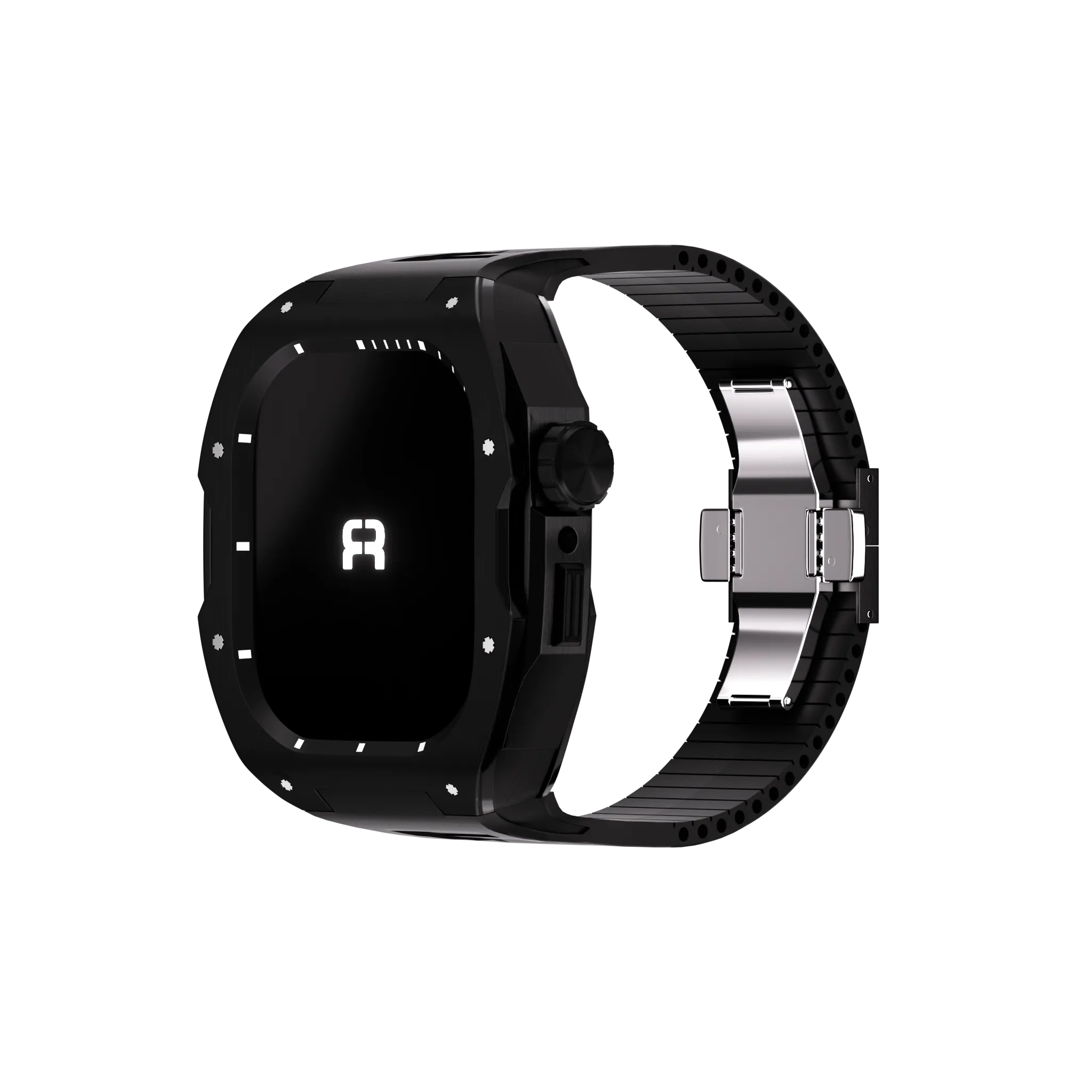 Reqior Apple Watch 45mm Hülle mit integriertem Gummi-Armband (Schwarz)