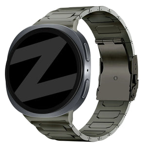 Titanium Strap 'Deluxe', graphite, on a watch, 3/4 front view