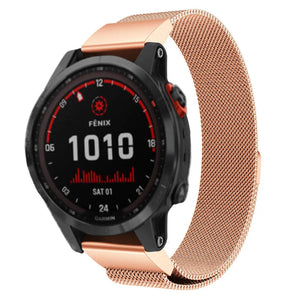 Milanese Strap, rose gold, on a watch, 3/4 front view