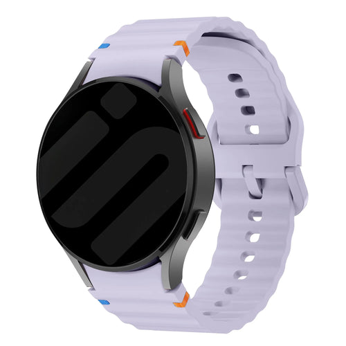 Wave Silicone Strap, light purple, on a watch, 3/4 front view