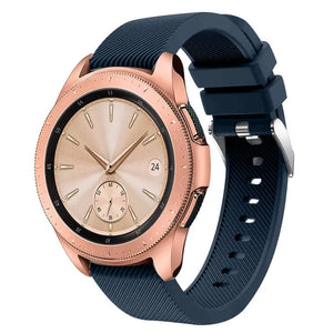 Twill Silicone Strap, dark blue, on a watch, 3/4 front view