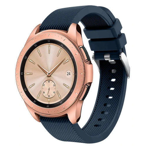 Twill Silicone Strap, dark blue, on a watch, 3/4 front view