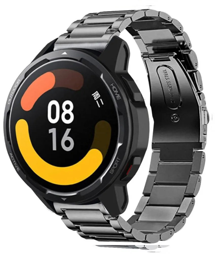 Titanium Strap, graphite, on a watch, 3/4 front view