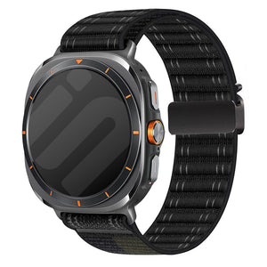 Samsung Galaxy Watch Ultra Wave Nylonarmband mit P-Schnalle (Schwarz)