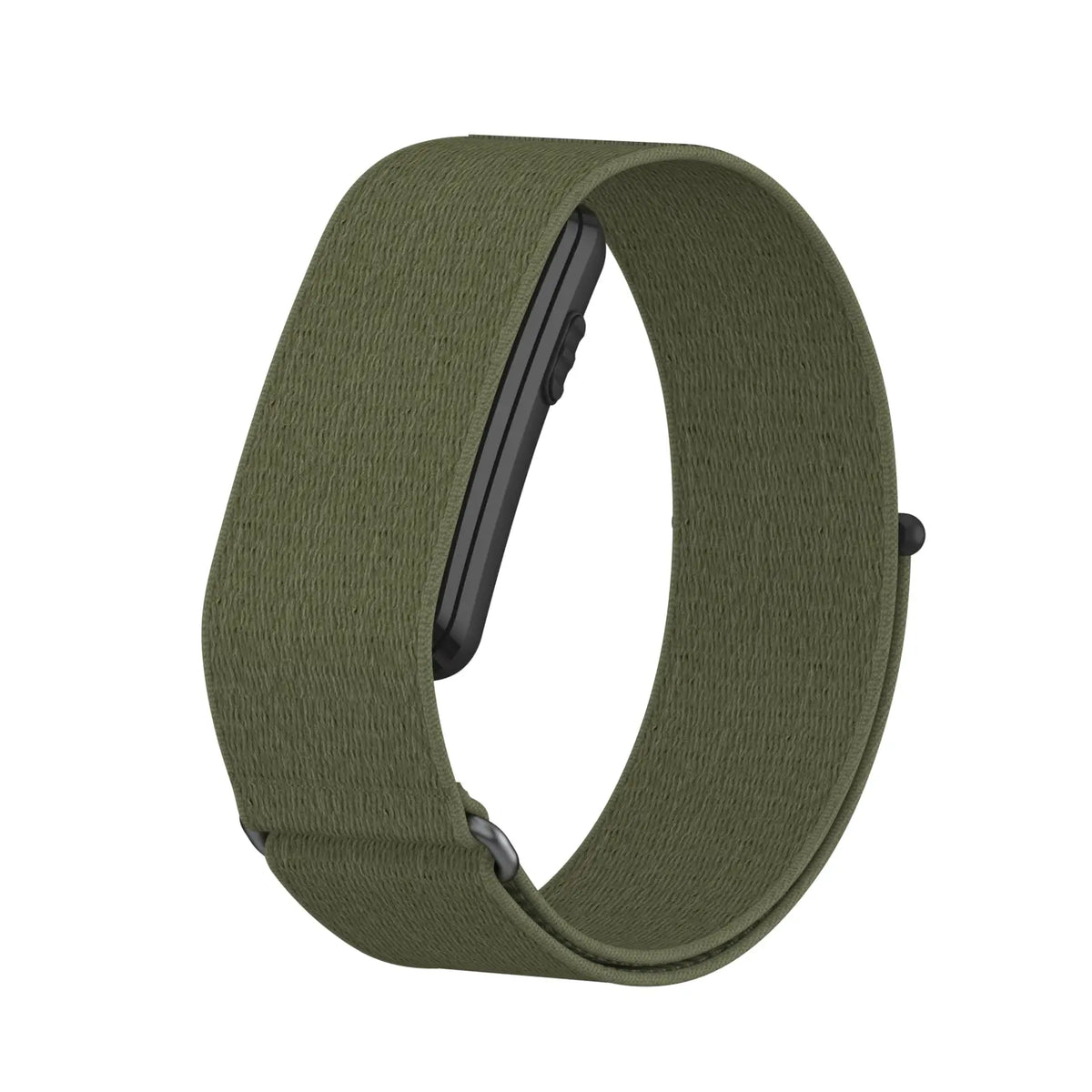 Nylon Strap, olive green, on a watch, 3/4 front view