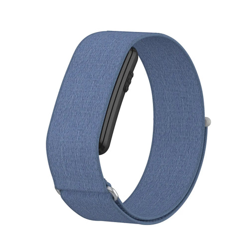 Biceps Nylon Bracelet, blue, on a watch, 3/4 front view