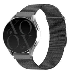 Milanese Strap, black, on a watch, 3/4 front view