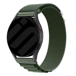 Alpine Nylon Strap, green, on a watch, 3/4 front view