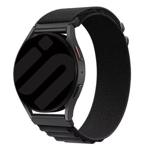 Alpine Nylon Strap, black, on a watch, 3/4 front view