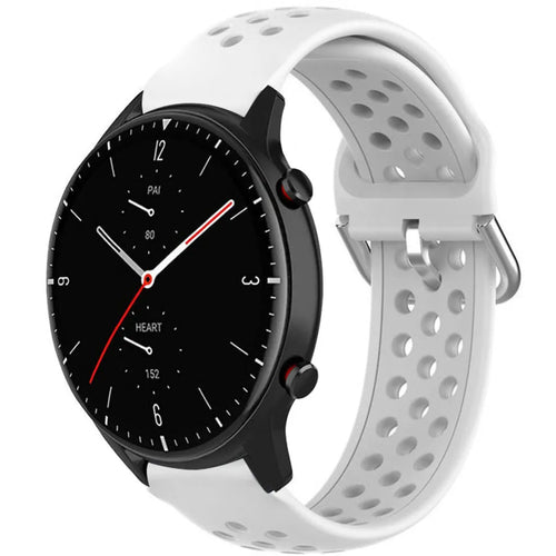 Breathable Silicone Strap, white, on a watch, 3/4 front view