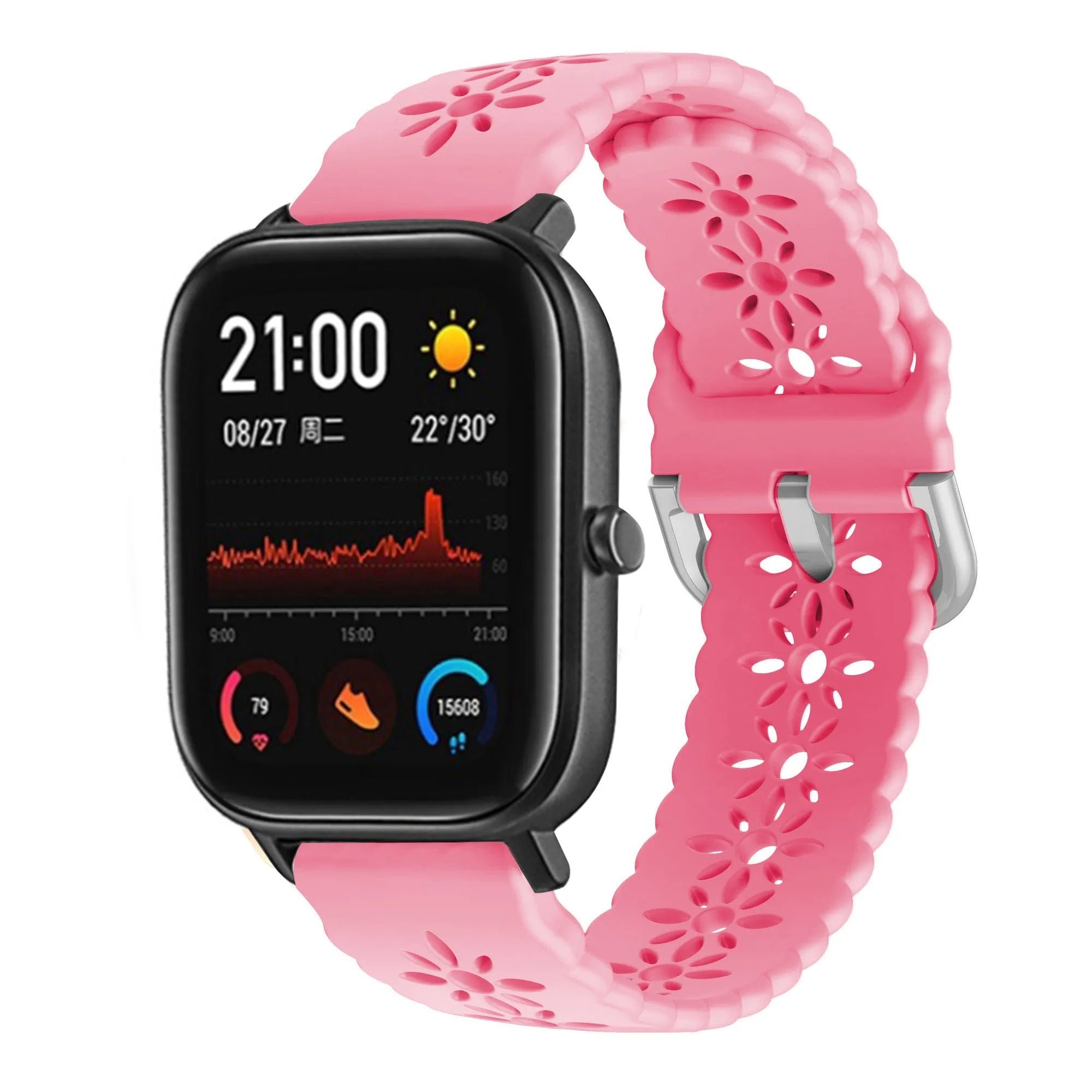 amazfit-gts-siliconen-bandje-patroon-knalroze