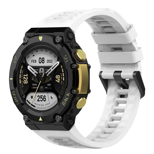 Silicone Strap, white, on a watch, 3/4 front view