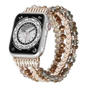 Apple Watch Schmuckarmband mit Perlen (Kaffeebraun)