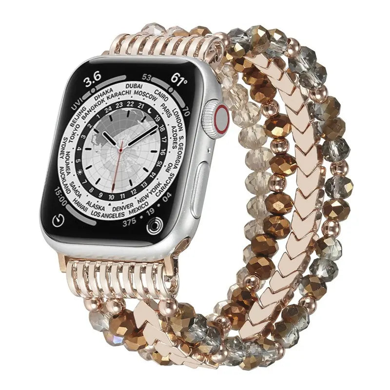Apple Watch Schmuckarmband mit Perlen (Kaffeebraun)
