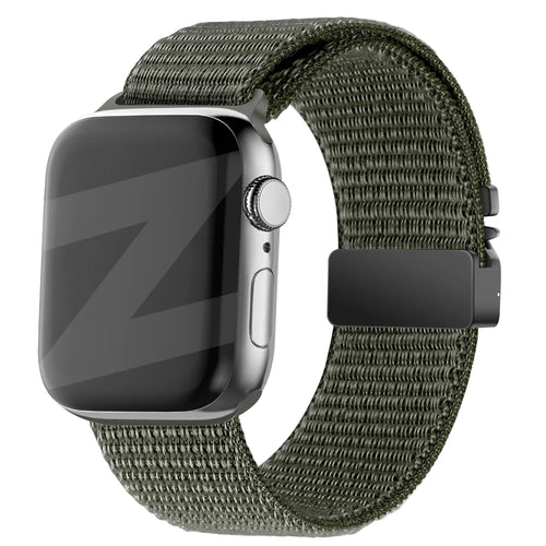 apple watch nylon strap classic with parachute buckle green