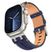 Apple Watch Denim Leather Strap (Blue/Silver)