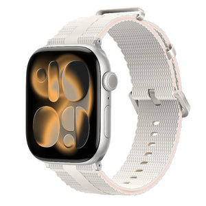 Silicone Active Strap, starlight, on a watch, 3/4 front view