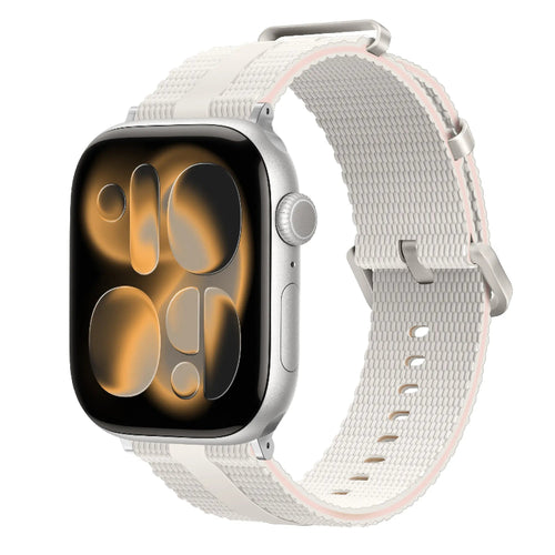 Silicone Active Strap, starlight, on a watch, 3/4 front view