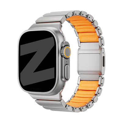 Bandz Apple Watch Titanium Strap 'Hybrid' (Titanium/Orange)