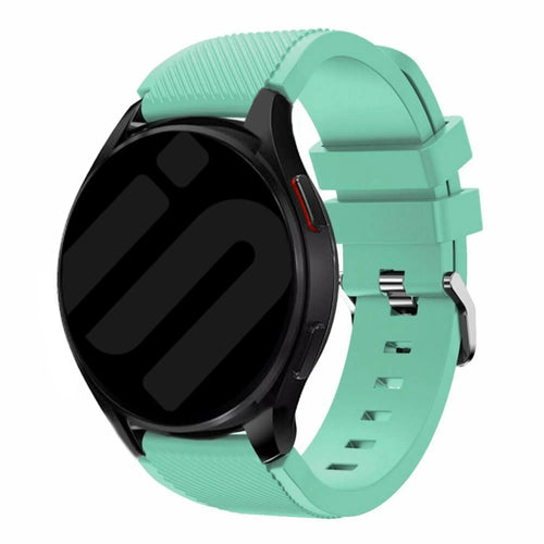 Twill Silicone Strap, aqua, on a watch, 3/4 front view