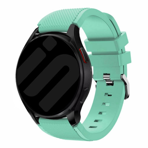 Twill Silicone Strap, aqua, on a watch, 3/4 front view