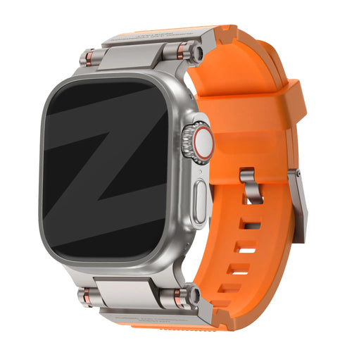 Bandz Bracelet silicone 'Explorer' Apple Watch (orange avec titane)